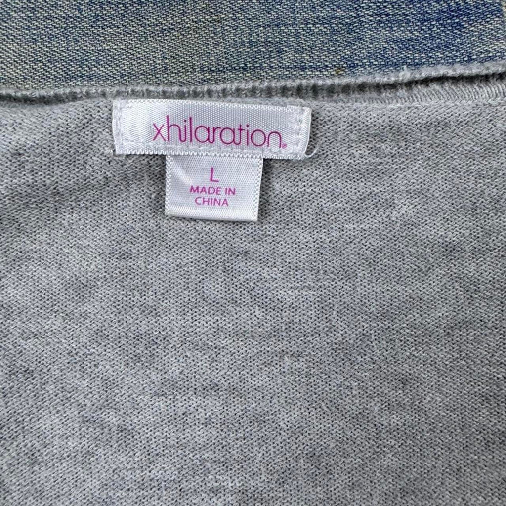 Vintage 2000’s Gray Coquette Ribbed Knit Top